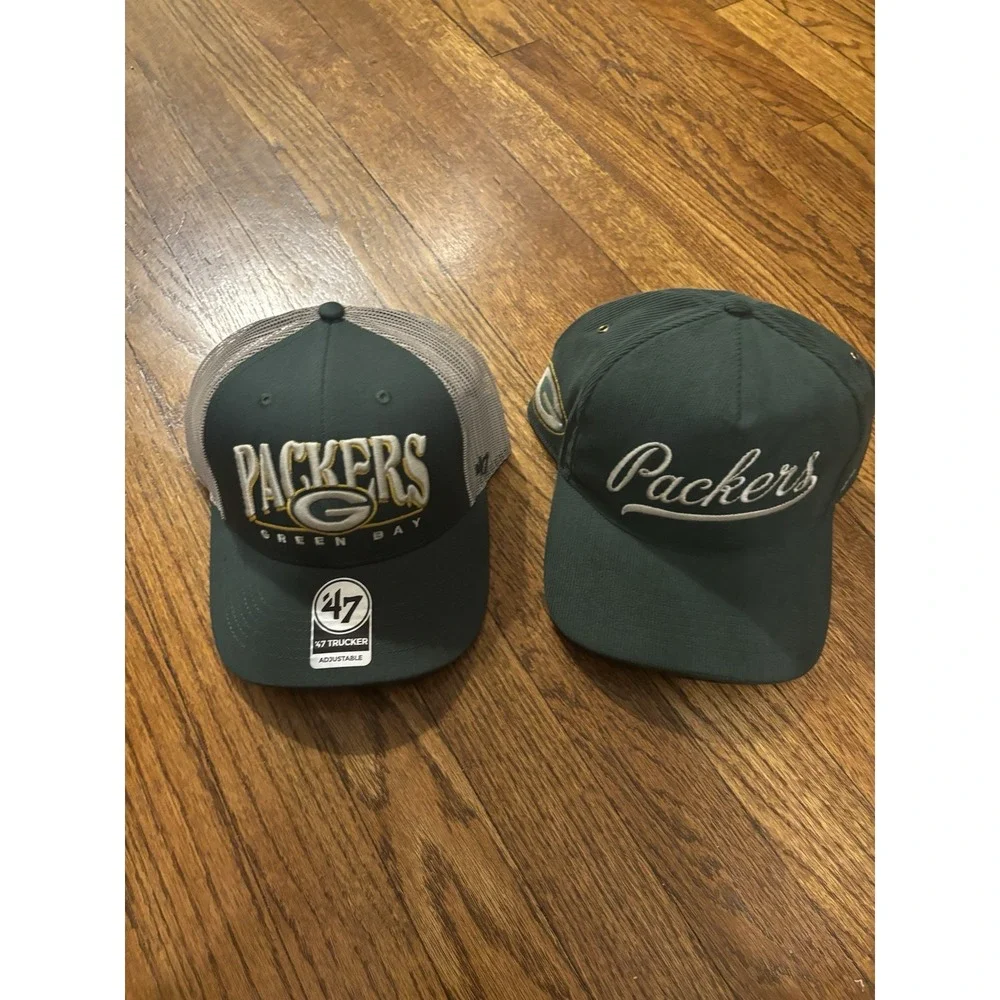 Green Bay Packers '47  Adjustable Hat Lot Of Two Brand‎ New With Tags